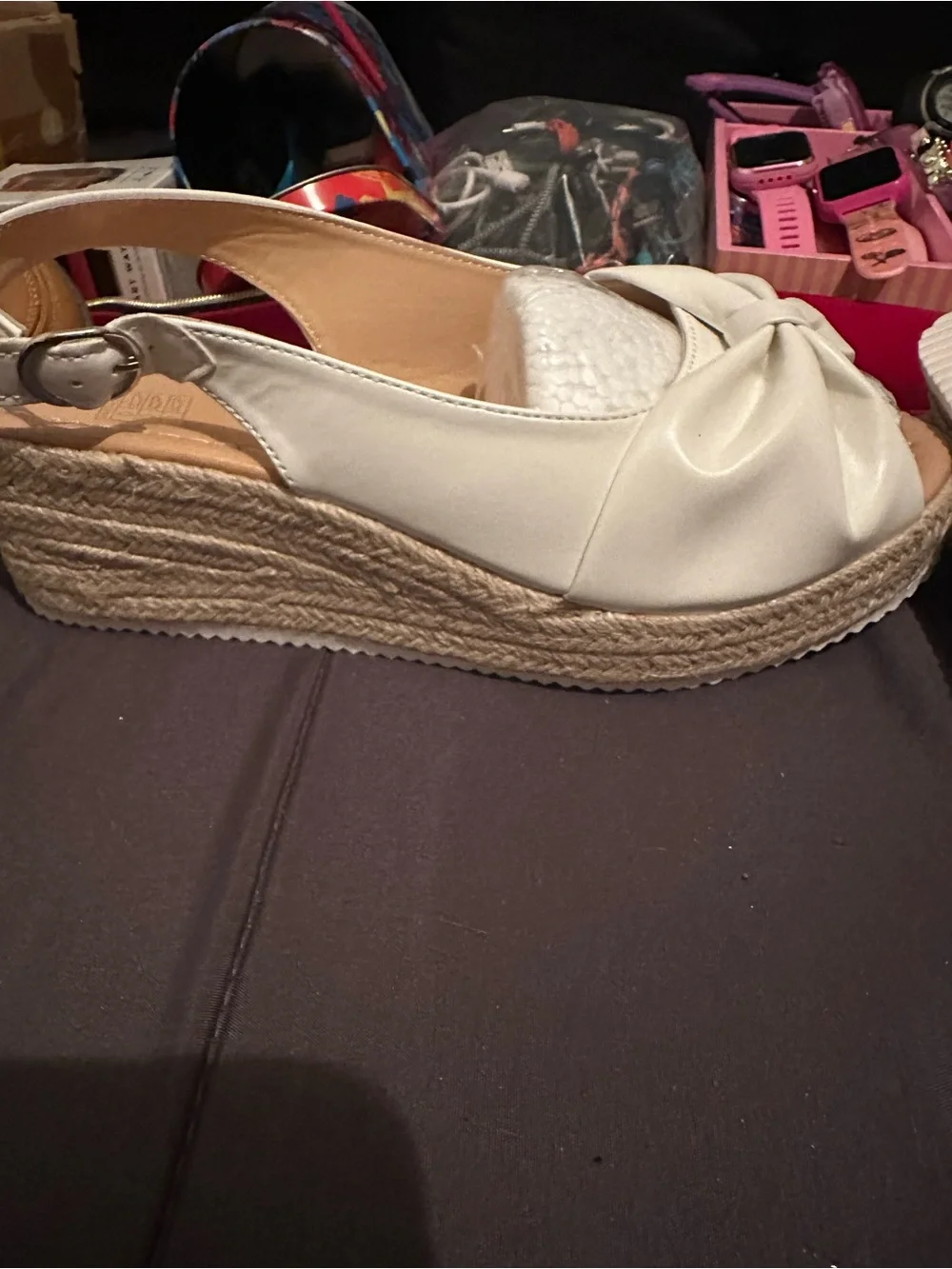 Women's Cream Bow Slingback Espadrille Flats